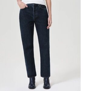 Agolde 90s high rise button flys women’s slim straight legs jeans black size 27